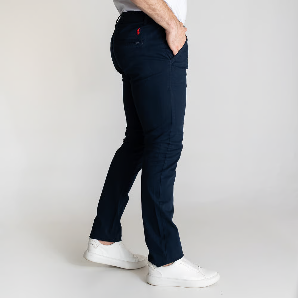 Calça sarja premium azul marinho lateral