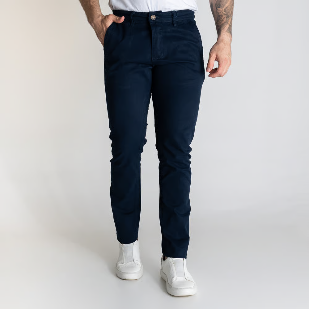 Calça sarja premium azul marinho